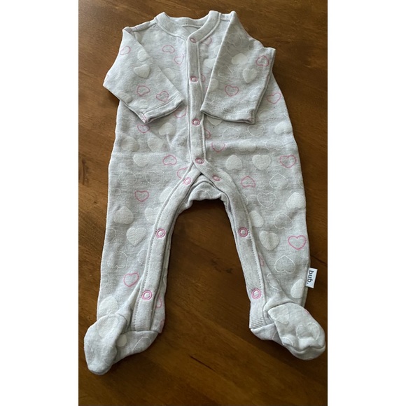 Target Tiny Baby Bodysuit Grey White & Pink - Picture 2 of 12